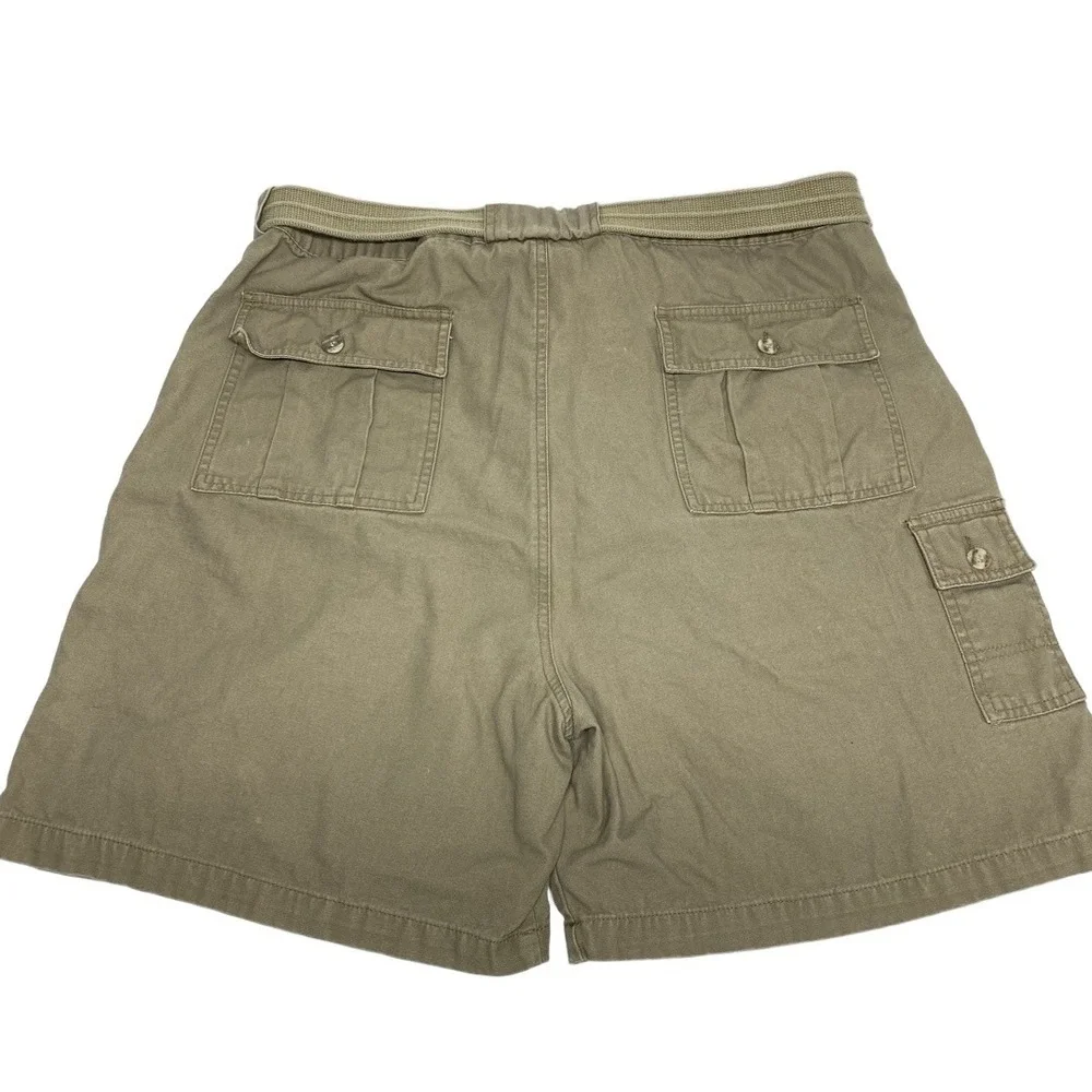 XX STAT Cotton Shorts Mens Lg Khaki Cargo‎ Utilitarian D Ring Belt Outdoor Belt